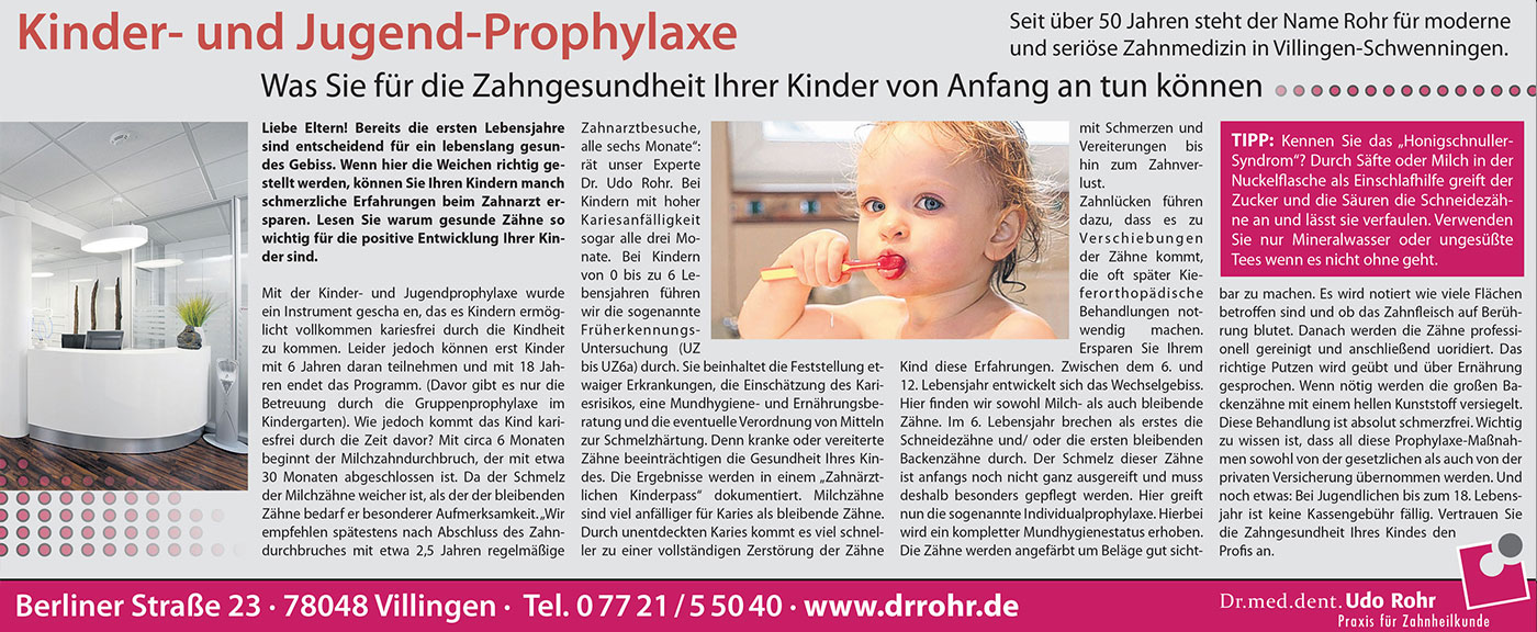 Informationen Kinder- und Jugend-Prophylaxe